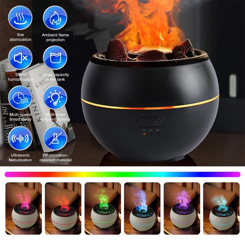 Volcano Fire Flame Essential Oil Diffuser Air Humidifier Aromatherapy 360ml