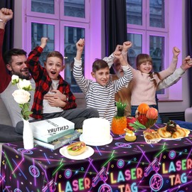 Neon Party Decorations Laser Tag Party Tablecloth Glow Party Supplies 3Pcs Neon Table Cloths Glow Party Table Covers for Laser Game Night Party Neon Birthday Party Decorations