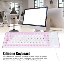 Teclado de Silicona, Teclado Flexible Plegable, Teclado USB Silencioso para Juegos, 85 Teclas, Diseño Completamente Sellado, Teclado Suave Enrollable Silencioso, Teclado de Silicona con(Púrpura)