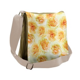 Lunarable Rose Messenger Bag, Nostalgic Blossoming Hearts, Unisex Cross-body