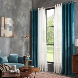 Deco Window Set of 2 Semi-Blackout Curtains for Bedroom 7.5 Feet Long for Room Darkening & Living Room Decor (Teal, 52 Inch Wide x 90 Inch Height)