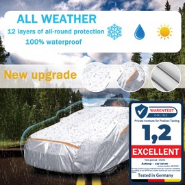 Autsop SUV Car Cover Waterproof All Weather,12-Layer Car Covers for Automobiles Outdoor Heavy Duty Full Exterior Covers for SUV(176-187 Inch)