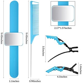 Geiserailie 10 Pcs Hair Styling Tools Set Magnetic Gel & Silicone Wristband for Stylists and Braiders, Wrist Strap, 3 Rat Tail Combs and 6 Plastic Cli