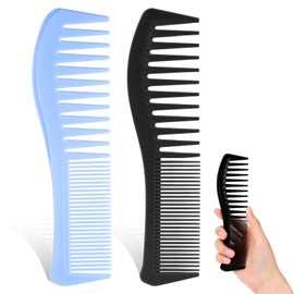 2 PCS Wide Tooth Comb for Curls, 7 Inch Plastic Double Tooths Mens Hair Combs Professional Texture Combs Hairstyle Hairs Comb for Women Hair Dressing Combss for Women and Men Mustache