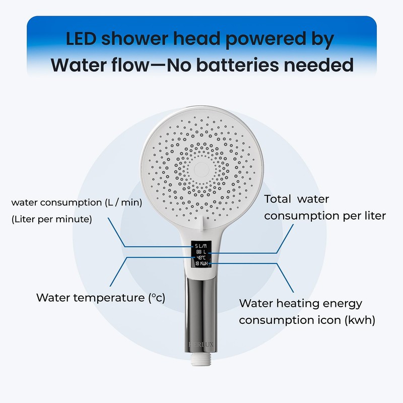 HERLUX High Pressure Shower Head with Stainless Hose & Adjustable