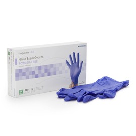 McKesson Confiderm 3.0 Nitrile Exam Gloves - Powder-Free, Latex-Free, Ambidextrous, Textured Fingertips, Non-Sterile - Dark Blue, Size Medium, 100 Count, 1 Box