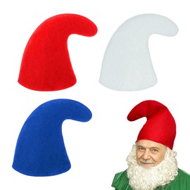 SAIIURV 3 Pack Curly Garden Gnome Style Dwarf Hat for Adults, Colorful Christmas Elf Gnome Hats for Men Women, Party Headwear Gnome Costume Hat Accessory for Fancy Dress Cosplay Party Festival