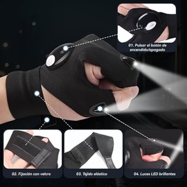 Guantes con linterna LED CXJYSD – sin dedos, ligeros y elásticos para actividades nocturnas
