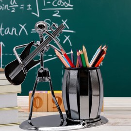 WINSDL Metal Guitar Pen Holder, Multifunctional Guitar Pen Holder, Creative Desktop Accessories, Suitable for Children and Students, Office Supplies