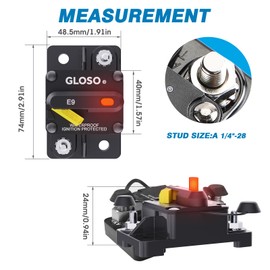 GLOSO E99L LED Indicator, T3 Manaul Reset Breaker for Marine RV Truck Hi-Amp Circuit Breaker (100A)