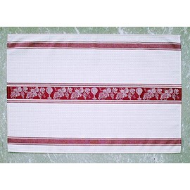 Threads Woven Grapes and Wine Cotton Waffle Weave Kitchen Towel Hand or Dish Towel (Burgundy & White)