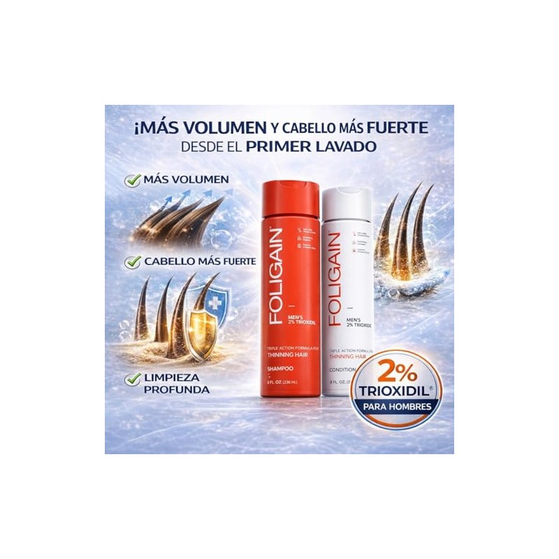 FOLIGAIN pack Shampoo con 2 Trioxidil mas acondicionador con 2