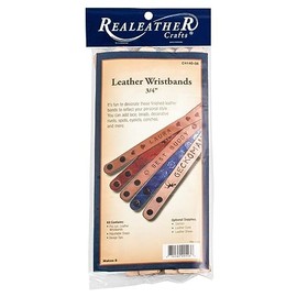 Realeather C4140-08 Narrow Leather Wristbands with Snap Closure, 7.5” to 8.5” L X .75"W, Natural, 8-Pack