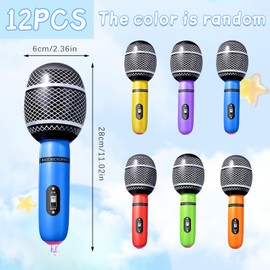 JXITON 12PCS Inflatable Microphones,Assorted Colors Blow up Microphones Props for Musical Concert Themed Pretend Play Party Favors Supplies