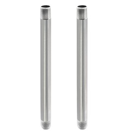 GeilSpace 1/2" x 12" Stainless Steel Pipe, 304 Pipe Nipple Fits Standard 1/2 Inch Threaded Pipes and Fittings, DIY Industrial Metal tube (2 PCS)