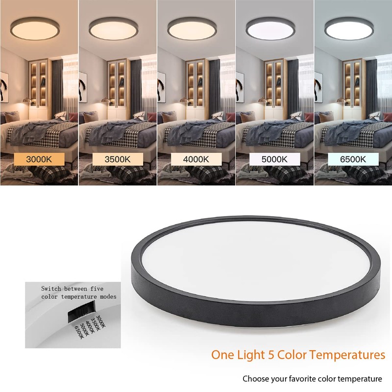 TALOYA Surface Mount LED Ceiling Light 12 Inch-2 Pack Black