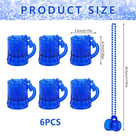 Bekecidi 6 Pcs Hen Party Mini Plastic Cups with Necklaces, Shot Glasses with Necklace on Beaded Reusable Cute Cups for Bachelorette Decorations Theme Party Supplies (Blue)