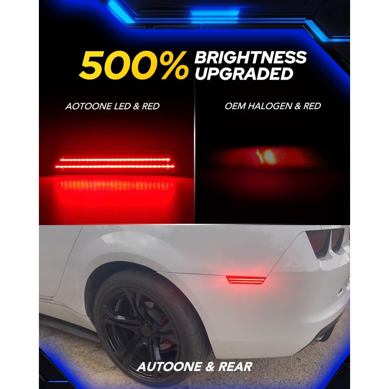 AUTOONE LED Side Marker Lights Red & Yellow Compatible With