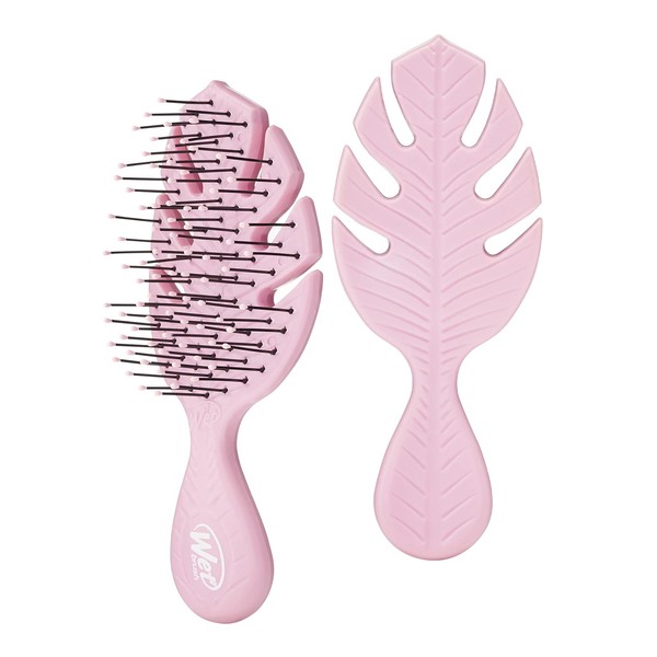 WetBrush Go Green Mini Detangler Hairbrush Travel Sized UltraSoft Intelliflex Bristles Minimizes Pain Pink