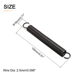 DTGN 2.5x18x150mm(WxODxL) Extension Spring - 1Pack - Good for Home Repair Machinery - Manganese Steel Extended Compressed Spring - Black
