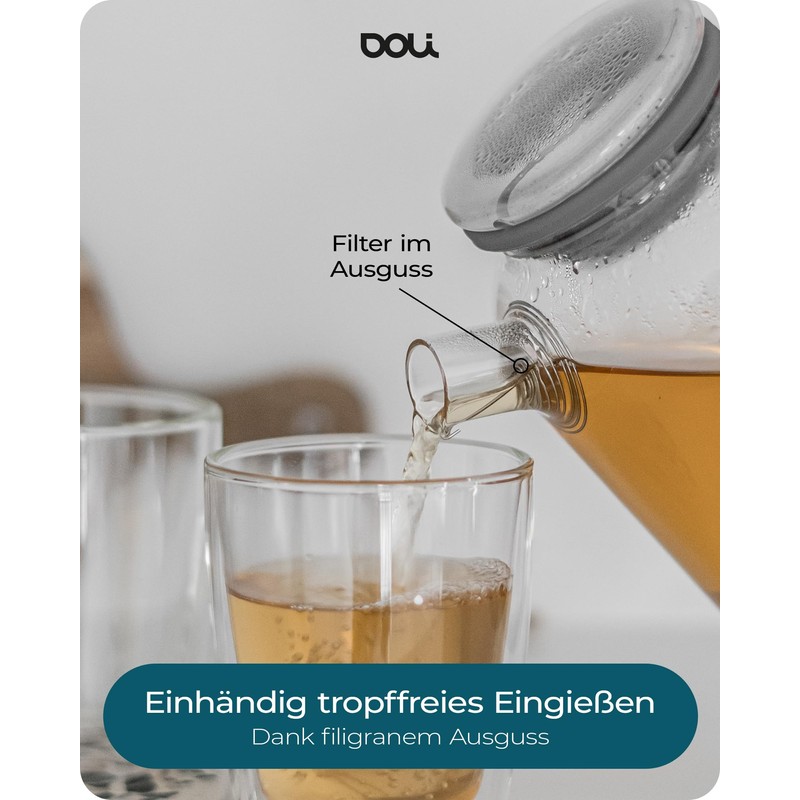 Doli 1.5 litre teapot with strainer insert, for 1-8 cups