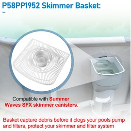 P58PP1952 Pool Skimmer Strainer Basket Compatible with Summer Waves SFX Filter Pump, Above Ground Pool Skimmer Basket Replacement - for Summer Waves Pool Parts Swimming Pool Skimmer Filter Pump Net