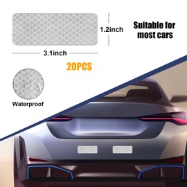 Suvnie 20PCS Warning Reflective Stickers, Night Visibility Safety Reflective Sticker, Waterproof Auto Reflector Tape for Bumper Clothing Trailers Motorcycle Helmet, Car Accessories (Silver)