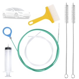 Sinbana 6pcs Car Auto Sunroof Drain Cleaning Tool Kit, Round Handle 5m/196.85in Long Soft Pipe Cleaner Brush Unclogger with Syringe & Hose for Car Wiper Sun Roof Trunk Drains Hole