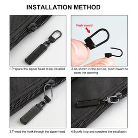 DHSWNNG Zipper Replacement Pull 10 PCS Metal Spare Zipper Pull Detachable Fix Zip Tags Pulls Zip Repair Kit for Luggage Clothing Jackets Suitcase Coat