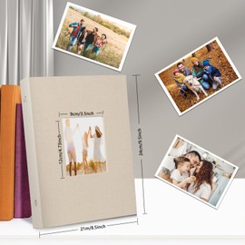 Miaikoe Photo Album 6x4 300 Pockets Slip in Large Capacity Album for Family Wedding Anniversary Linen Album Book Holds 300 Horizontal 10x15cm Photos(300 Pockets, Beige)