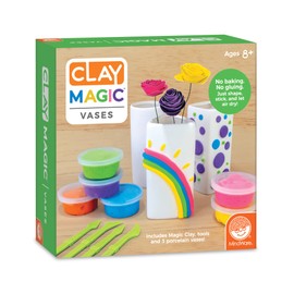 MindWare Clay Magic Vases Kids Crafts - Air-Dry Clay for Kids Ages 8 and Up – Shape and Press 6 Vibrant Colors of Magic Clay to Decorate Sturdy Porcelain Vases - No Glue or Baking Required