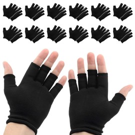 KKLM Work Gloves, Thin, Fingerless Gloves, Hand Sweating, Fingerless Gloves, Fingerless Gloves, Open Fingers, Fishing Gloves, Bicycle, Bike, Sea Fishing, River Fishing, Unisex (Set of 12)