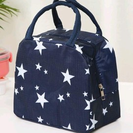 LLEP & FILS Large Insulated Food & Drink Cooler Bag for Water Bottle, Star Print, blue, Modern