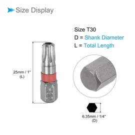CoCud Magnetic Torx Screwdriver Bit, T30 25mm Length 1/4" Hex Shank, S2 Steel Star 6 Point Drill Driver Tamper Proof - (Applications: for Auto Repair), 4-Pieces