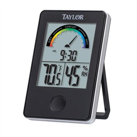 Taylor Digital Wireless Indoor Comfort Level Thermometer and Hygrometer, Easy-to-Read Display for Home, Office, Greenhouse, Nursery, and Indoor Areas, Black