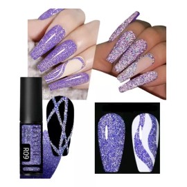 Lilycute Esmalte Reflejante Gel Delineado Doble Efecto Uñas Top Uvled