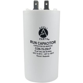 Appli Parts Run Capacitor for electric motors 70 Mfd uF (microfarads) 250VAC Plastic Case with terminals CBB60 Round Universal fit water pumps and others in High in Wide CON-70-250-P