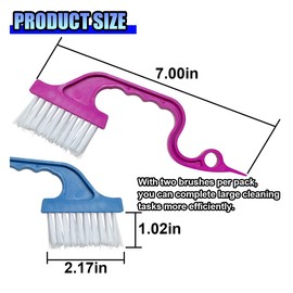 ZIMISI 2PCS Window Track Cleaning Brush, Plastic Car Crevice Cleaning Tool with Ergonomic Handle, Multipurpose Hard Bristle Sliding Door Groove Gap Cleaner (Blue/Rose Red)