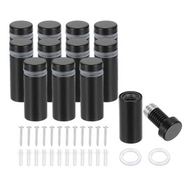 PATIKIL 12x30mm Standoff Screws, 12 Pack Stainless Steel Wall Mount Sign Standoffs Mounting Hardware Advertising Nail for Hanging Acrylic Picture Frame, Black