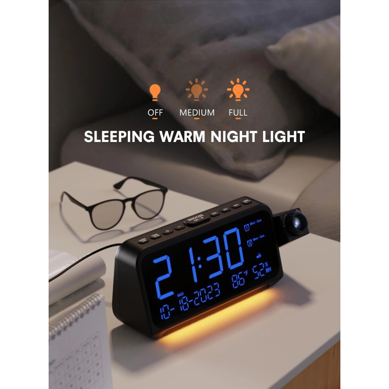 Mesqool Projection Alarm Clock for Bedroom Ceiling Digital Clock Projector