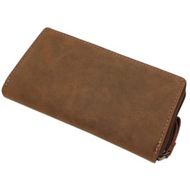 myledershop Large Buffalo Full Leather Women's Wallet / Purse / Purse with Colibri Motif or without Motif with RFID & NFC Protection, Without motif / cognac, Modern