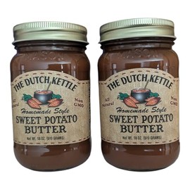 The Dutch Kettle Amish Homemade Jam & Jelly – Two Pack (18 oz Jars) – Non-GMO, Preservative-Free, Traditional Recipe – Multiple Flavors Available (Sweet Potatoe Butter)
