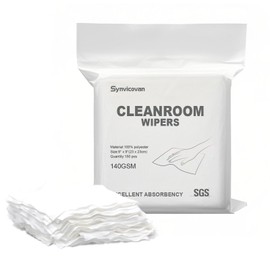 Synvicovan Cleanroom Wipers 9"x9"(150 Pcs, 100% Polyester, Class 100, 140GSM) Double Knit 100% Lint Free Cloths with Ultra-fine Filaments, Laser Sealed Edge Ultra-Soft Wipers