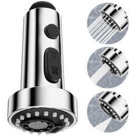 Hibbent 3 Modes Tap Attachment Pull Out Shower Head Kitchen Tap Dish Rinser Hand Shower Water Saver for Tap, G1/2, Thread Length > 13 mm, Chrome