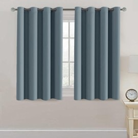 H.VERSAILTEX - cortina oscurecedora para sala de estar, ventana pequeña, cocina, 45 pulgadas de largo, ahorro de energía, con ojales, color azul
