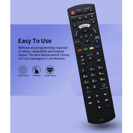 N2QAYB001009 Replacement Remote Control for Panasonic LCD LED TV TX-24CS500B TX-24CS500E TX-32CS510E TX-32CS600B TX-40CS520B TX-40CS520E TX-40CSR520