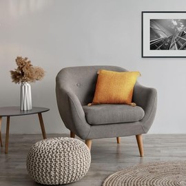 Emma Barclay Herringbone - Recycled Cotton Cushion Cover (Ochre Yellow)