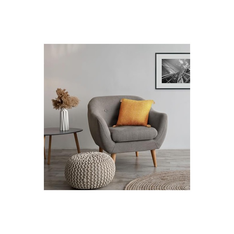 Emma Barclay Herringbone - Recycled Cotton Cushion Cover (Ochre Yellow)