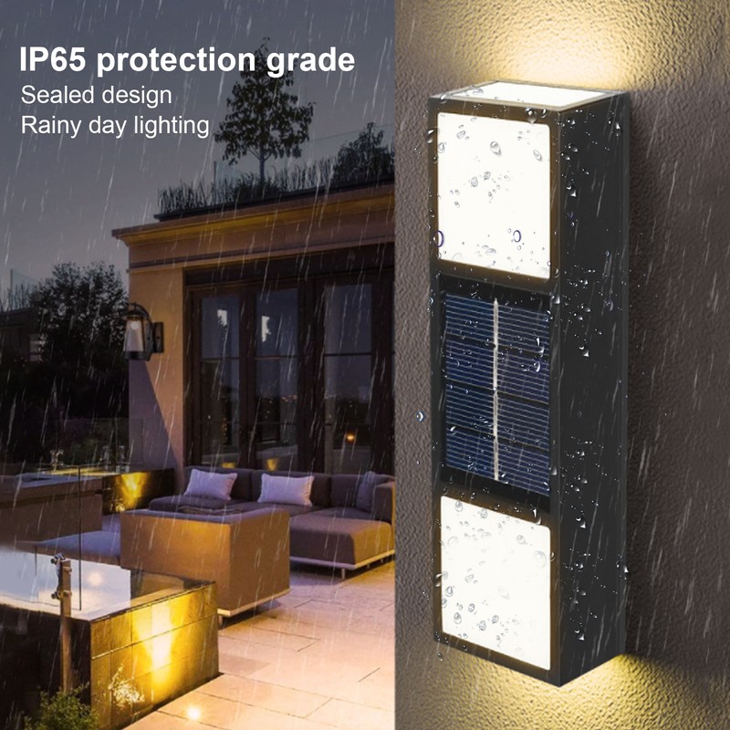 2 Sets Solar Wall Lamp IP65 Protection Grade Bidirectional Multifunctional