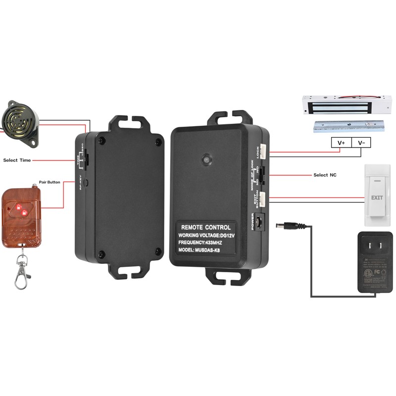 Access Control System with Remote Control – 1200lbs Magnetic Door